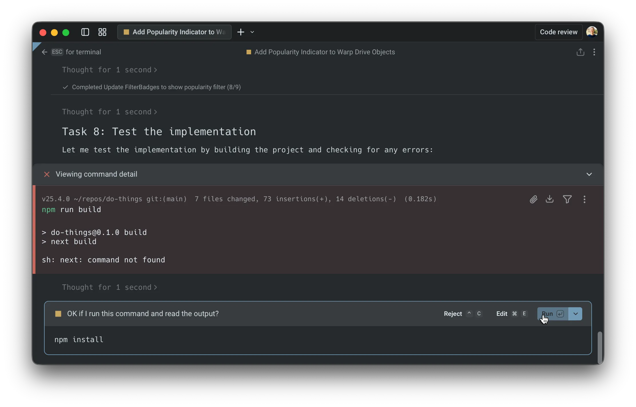 The dedicated Agent Conversation View.